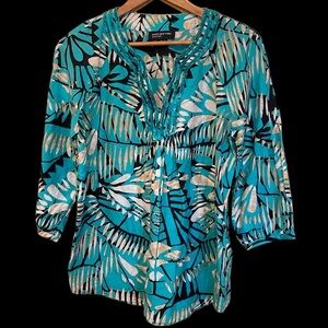 COPY - Jones New York Signature 3/4 Sleeve Blouse, beautiful tropical print!